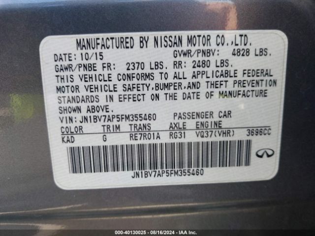 JN1BV7AP5FM355460 Infiniti Q50 Premium/sport