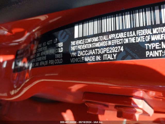 ZACCJAAT3GPE29274 Jeep Renegade Sport
