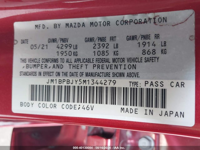 Mazda Mazda3 2.5 Turbo 2021 JM1BPBJY5M1344279 Image 9