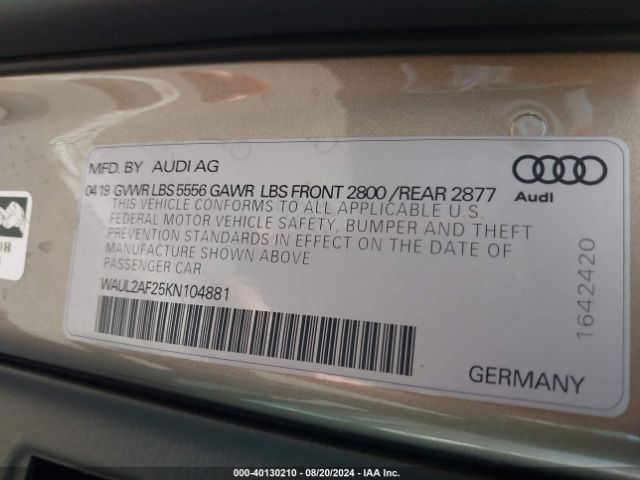 WAUL2AF25KN104881 Audi A6 55 Premium