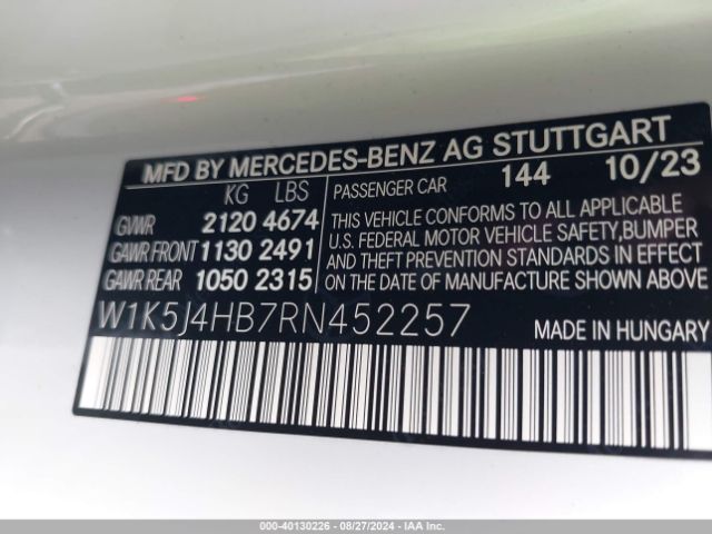 W1K5J4HB7RN452257 Mercedes-Benz Cla 250 Coupe 4matic