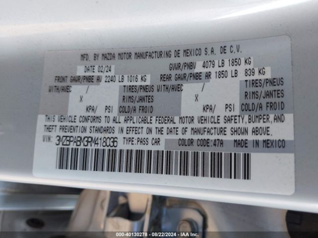 3MZBPABM3RM418036 Mazda Mazda3 2.5 S Select Sport