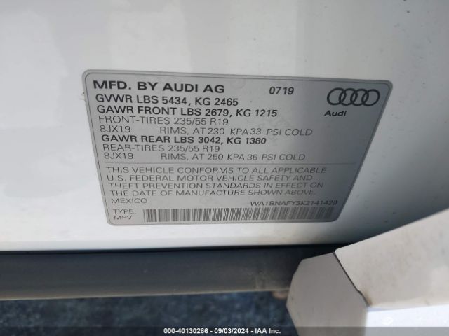 WA1BNAFY3K2141420 Audi Q5 45 Premium