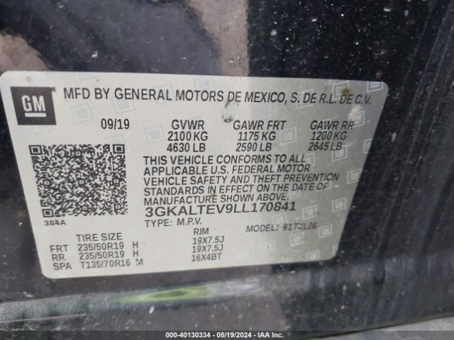 3GKALTEV9LL170841 GMC Terrain Awd Sle