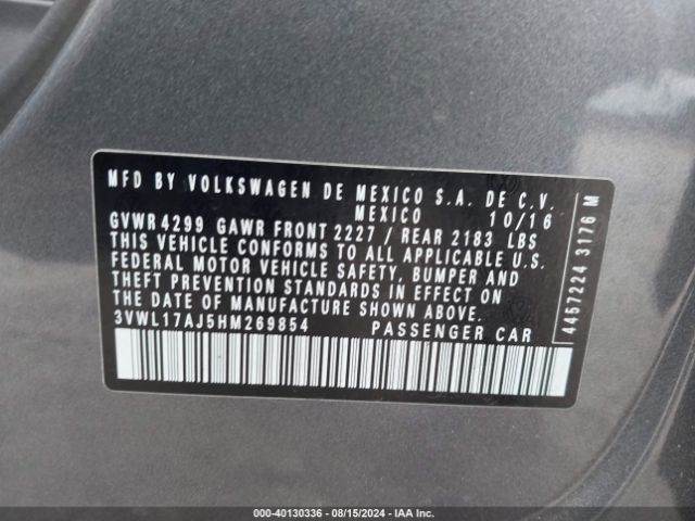 3VWL17AJ5HM269854 Volkswagen Jetta 1.8t Sel/1.8t Sel Premium