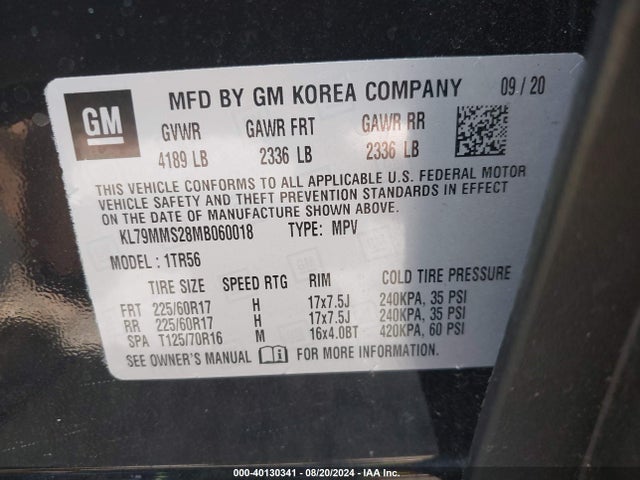 Chevrolet Trailblazer Fwd Ls 2021 KL79MMS28MB060018 Image 9