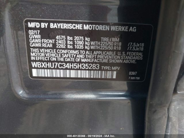 WBXHU7C34H5H35283 BMW X1 Sdrive28i