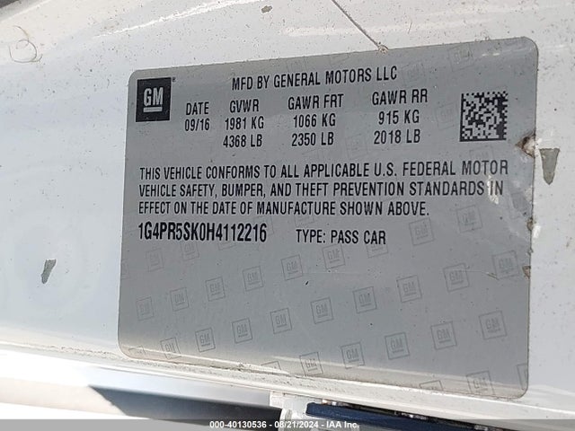 1G4PR5SK0H4112216 Buick Verano Sport Touring