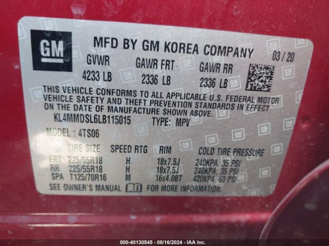 KL4MMDSL6LB115015 Buick Encore Gx Fwd Select
