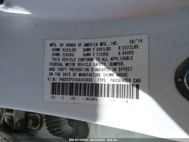 1HGCR3F81EA040656 Honda Accord Ex-l V-6