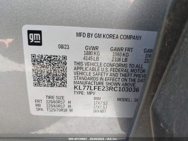 KL77LFE23RC103036 Chevrolet Trax Fwd Sp