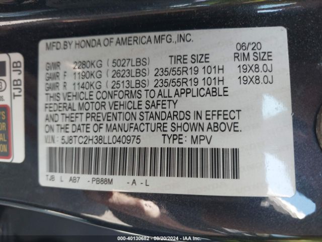 5J8TC2H38LL040975 Acura Rdx Standard