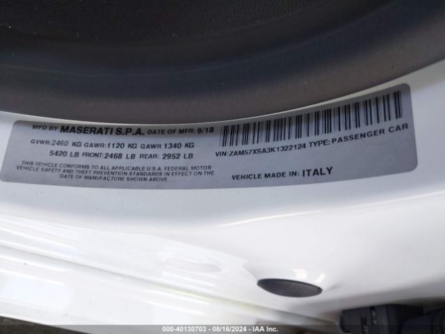 ZAM57XSA3K1322124 Maserati Ghibli