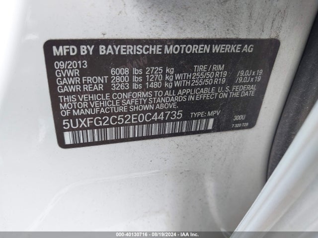 BMW X6 Xdrive35i 2014 5UXFG2C52E0C44735 Image 9