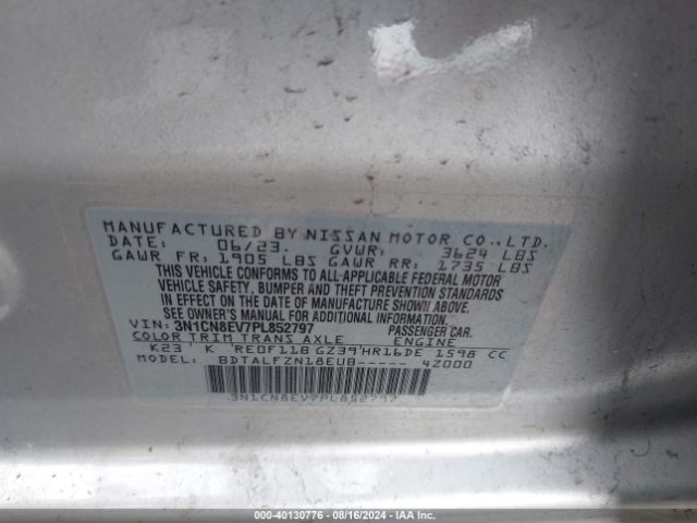 3N1CN8EV7PL852797 Nissan Versa 1.6 Sv Xtronic Cvt