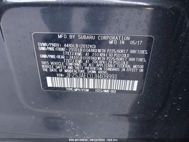 JF2SJAEC0JH409991 Subaru Forester 2.5i Premium