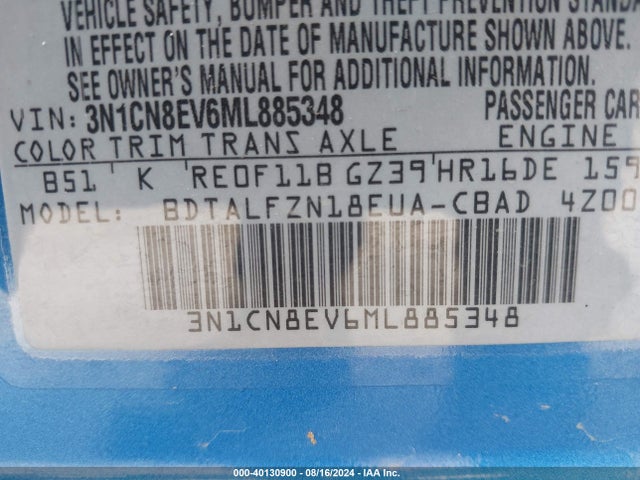 Nissan Versa Sv Xtronic Cvt 2021 3N1CN8EV6ML885348 Image 9