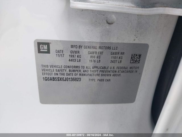 1G6AB5SX6J0136823 Cadillac ATS LUXURY