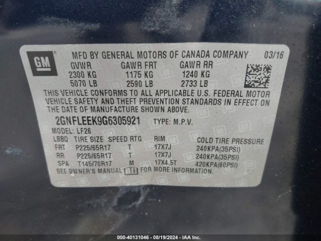 2GNFLEEK9G6305921 Chevrolet EQUINOX LS