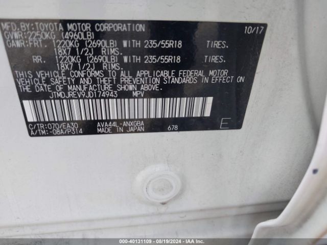 JTMDJREV9JD174943 Toyota Rav4 Hybrid Limited