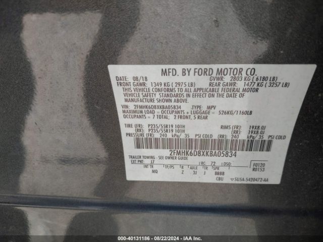 2FMHK6D8XKBA05834 Ford Flex Limited