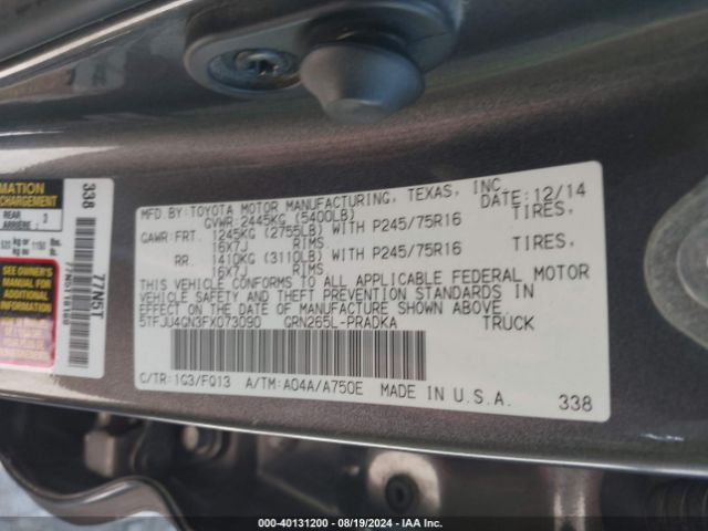 5TFJU4GN3FX073090 Toyota Tacoma Prerunner V6