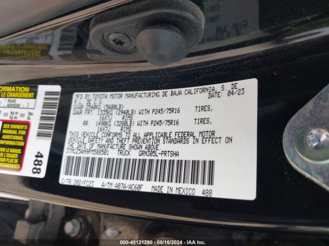 3TMCZ5AN9PM588501 Toyota Tacoma Sr5 V6