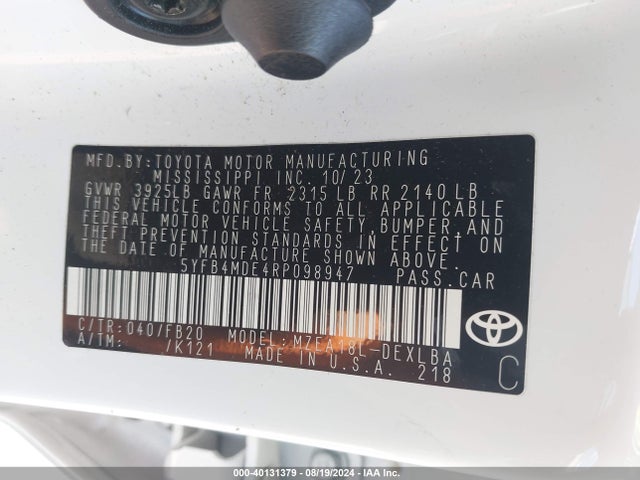 Toyota COROLLA LE 2024 5YFB4MDE4RP098947 Image 9