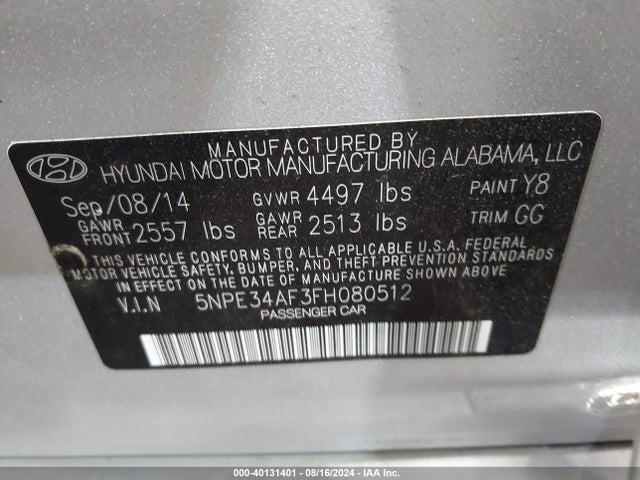 Hyundai Sonata Sport 2015 5NPE34AF3FH080512 Image 9
