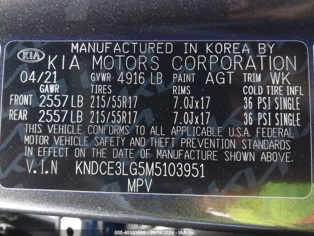 KIA Niro Ev Ex Premium 2021 KNDCE3LG5M5103951 Image 9