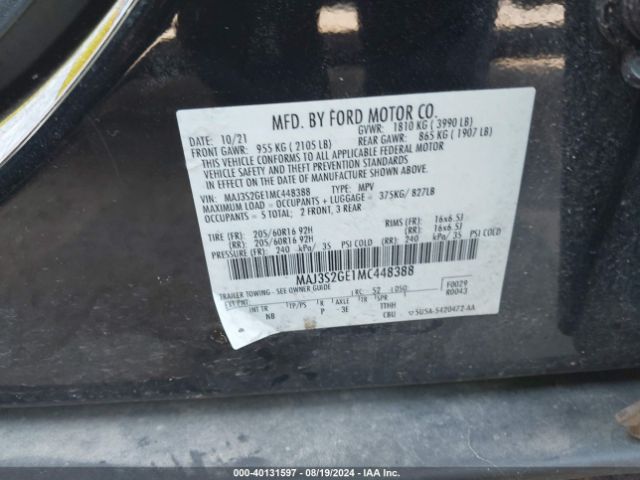 MAJ3S2GE1MC448388 Ford Ecosport Se