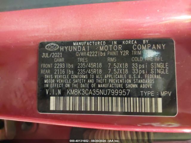 KM8K3CA35NU799957 Hyundai Kona N Line