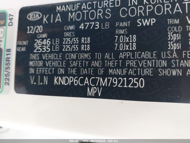 KNDP6CAC7M7921250 KIA SPORTAGE S