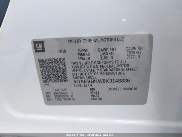 5GAEVBKW8KJ148836 Buick Enclave Awd Premium