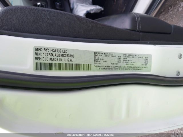 1C4RDJAG8MC763790 Dodge Durango Sxt Plus Awd