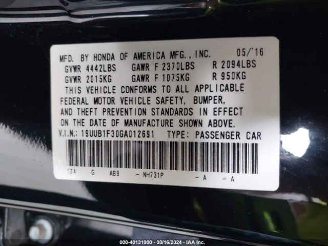 19UUB1F30GA012691 Acura TLX