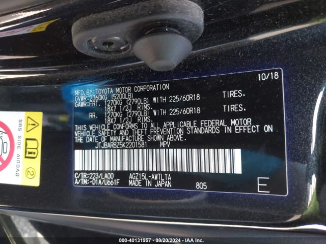 JTJBARBZ5K2201581 Lexus NX 300