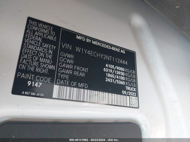W1Y4ECHY2NT112444 Mercedes-Benz Sprinter 2500 High Roof V6