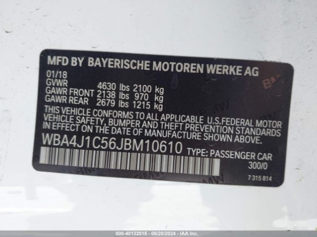 WBA4J1C56JBM10610 BMW 430i Gran Coupe