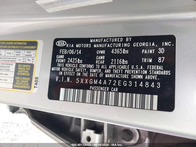 KIA Optima Lx 2014 5XXGM4A72EG314843 Image 9