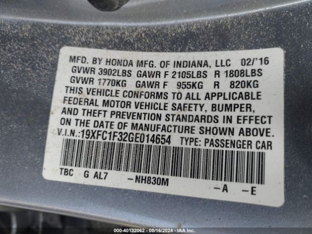 19XFC1F32GE014654 Honda Civic Ex-t
