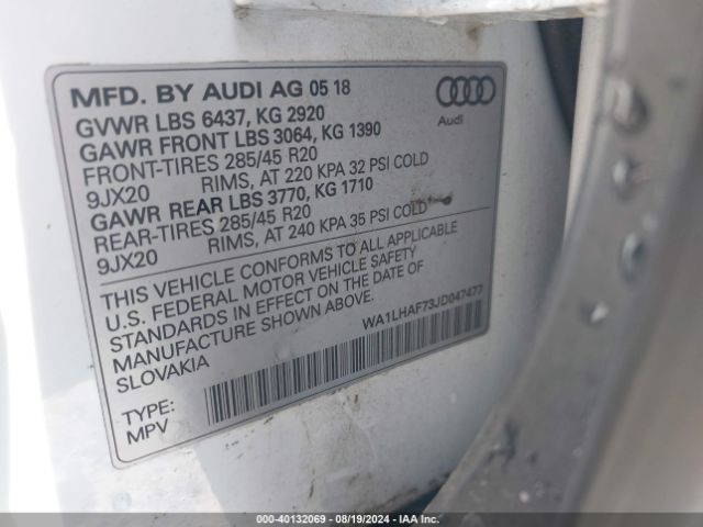 WA1LHAF73JD047477 Audi Q7 2.0t Premium