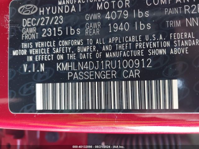 KMHLN4DJ1RU100912 Hyundai Elantra Hybrid Limited