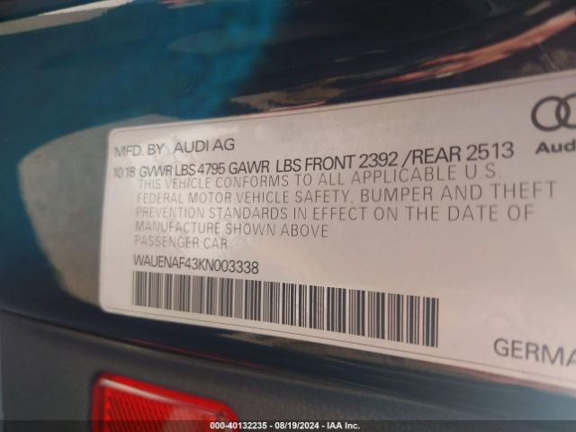 WAUENAF43KN003338 Audi A4 45 Premium