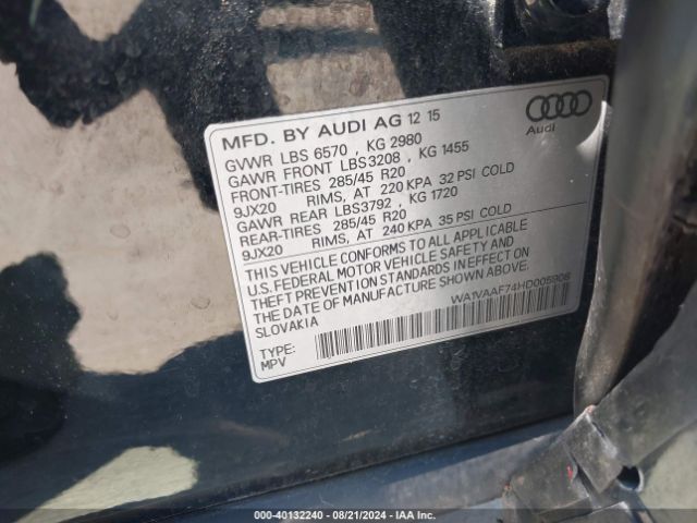 WA1VAAF74HD005908 Audi Q7 3.0t Premium
