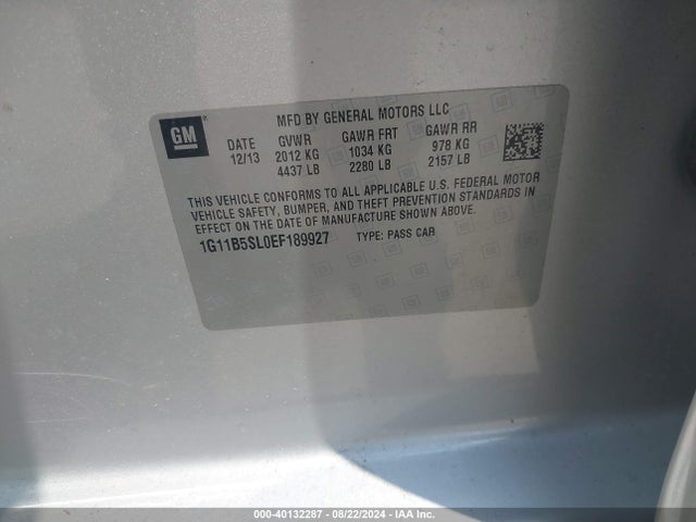 Chevrolet Malibu 1ls 2014 1G11B5SL0EF189927 Image 9