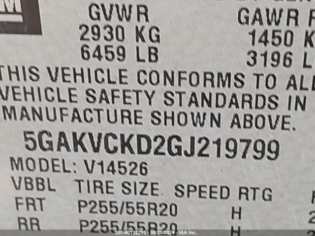 5GAKVCKD2GJ219799 Buick Enclave Premium
