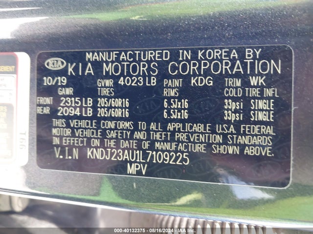 KIA SOUL LX 2020 KNDJ23AU1L7109225 Image 9