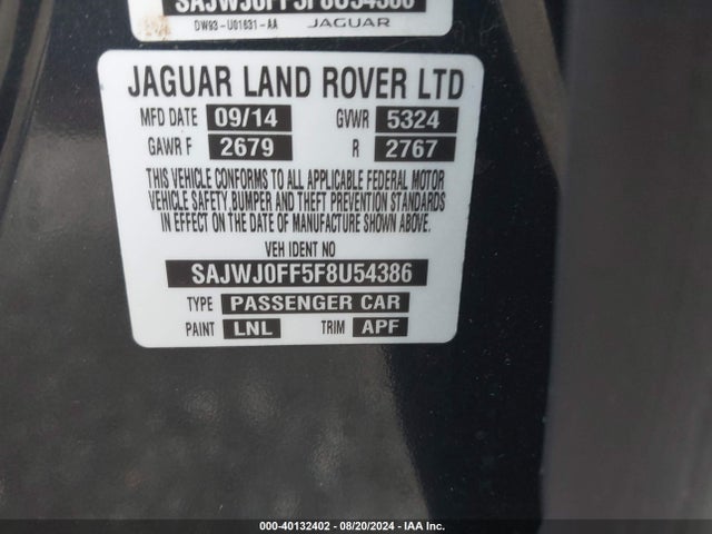2015 JAGUAR XF SAJWJ0FF5F8U54386 Photo 8
