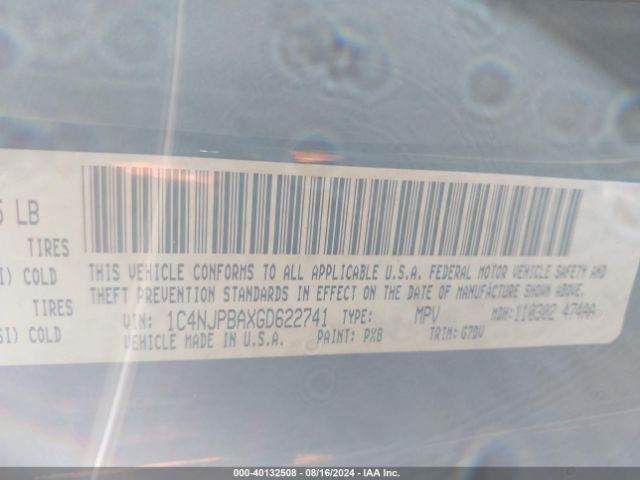 1C4NJPBAXGD622741 Jeep Patriot Sport Se